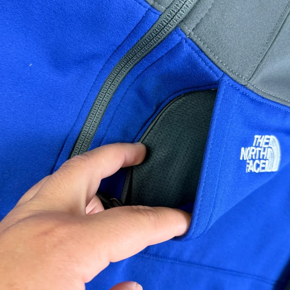 The North Face Mens Apex Bionic Softshell Jacket Blue Gray Full Zip Large AMWH